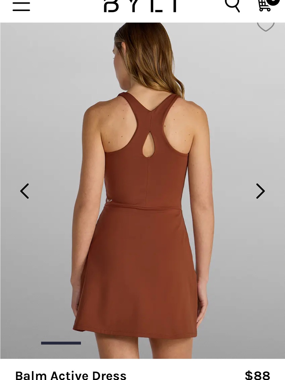 BYLT Basics Balm Active Square-Neck Mini Dress in Mahogany - Picture 2 of 10